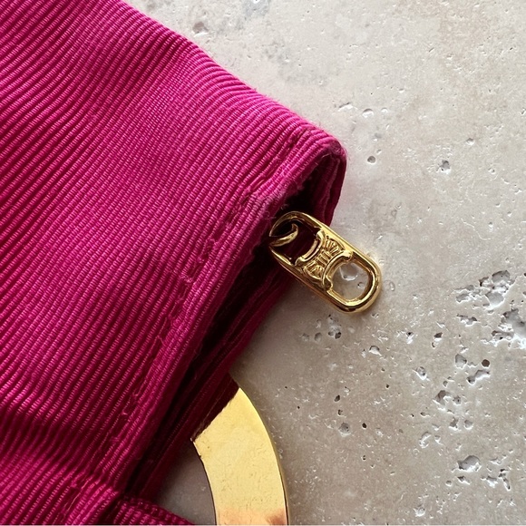 🩷 Vintage CELINE Mini Bag Gold Circle Logo Pink - Picture 5 of 6